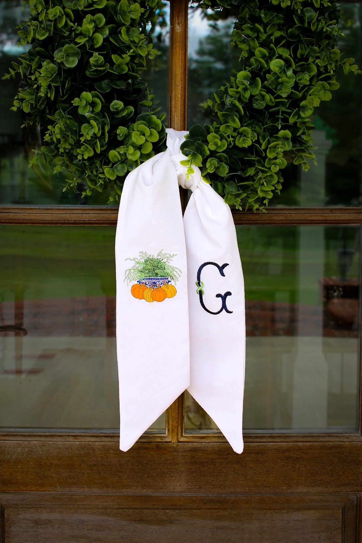 Embroidered Fall Wreath Sash | Home Gifts | Thanksgiving Decorations | Grandmillenial Home