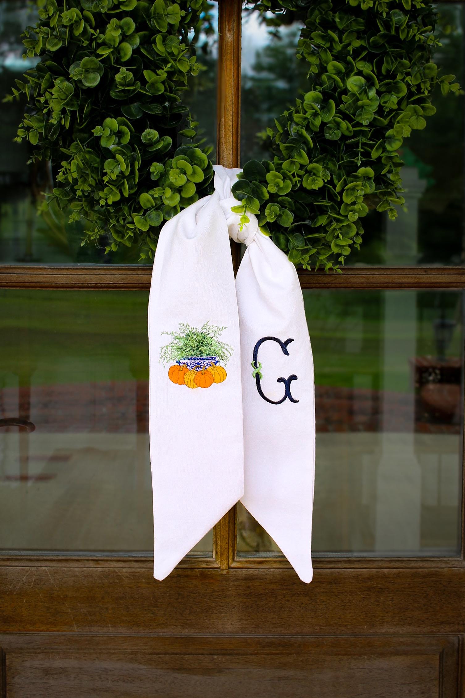 Embroidered Fall Wreath Sash | Home Gifts | Thanksgiving Decorations | Grandmillenial Home