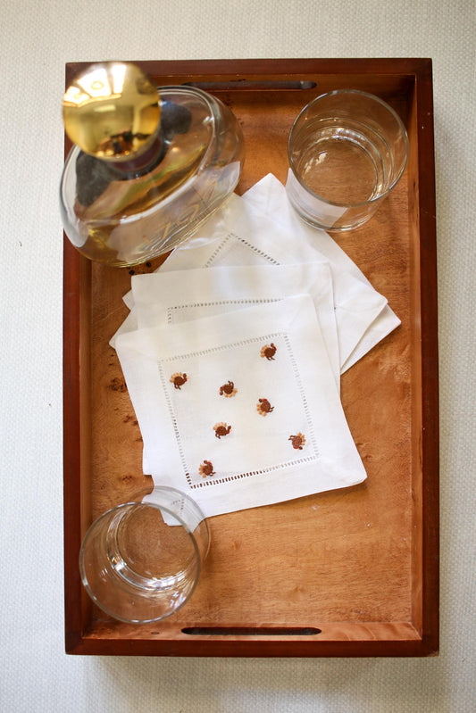 Embroidered Turkey Cocktail Napkins | Set of 4 | Grandmillenial Home | Bar Cart Decoration | Fall Tablescapes