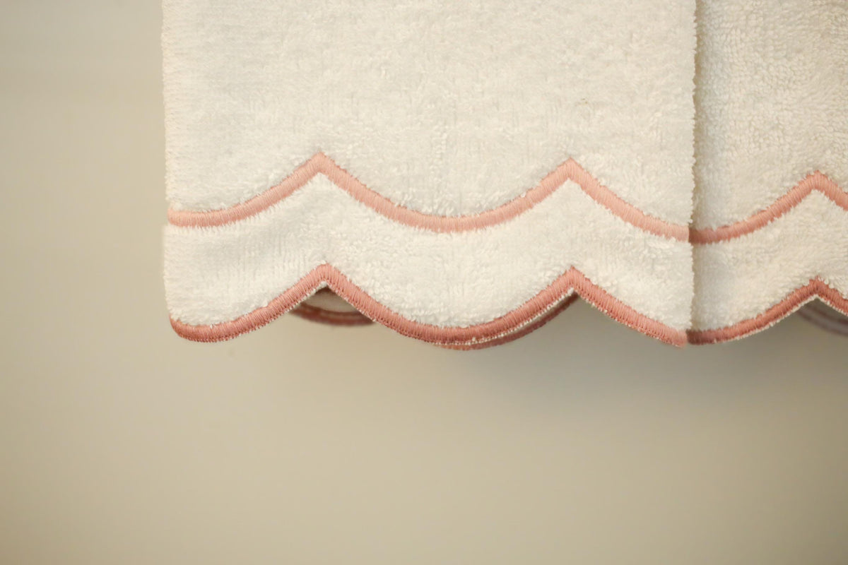 Custom Pink Appliqué Scalloped Hand Towel | Appliqué Towels | Custom Gifts | Gifts for Home