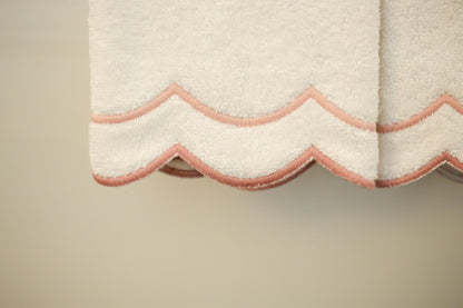 Custom Pink Appliqué Scalloped Hand Towel | Appliqué Towels | Custom Gifts | Gifts for Home