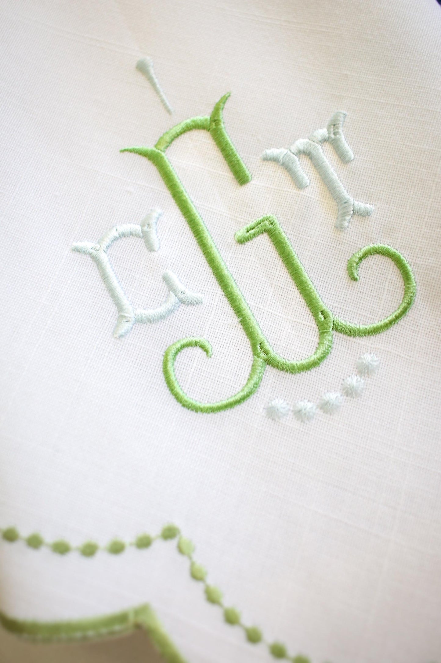 Embroidered Scalloped Dinner Napkin | Grandmillenial Home | Hostess Gifts | Housewarming Gifts | Tablescape Decoration