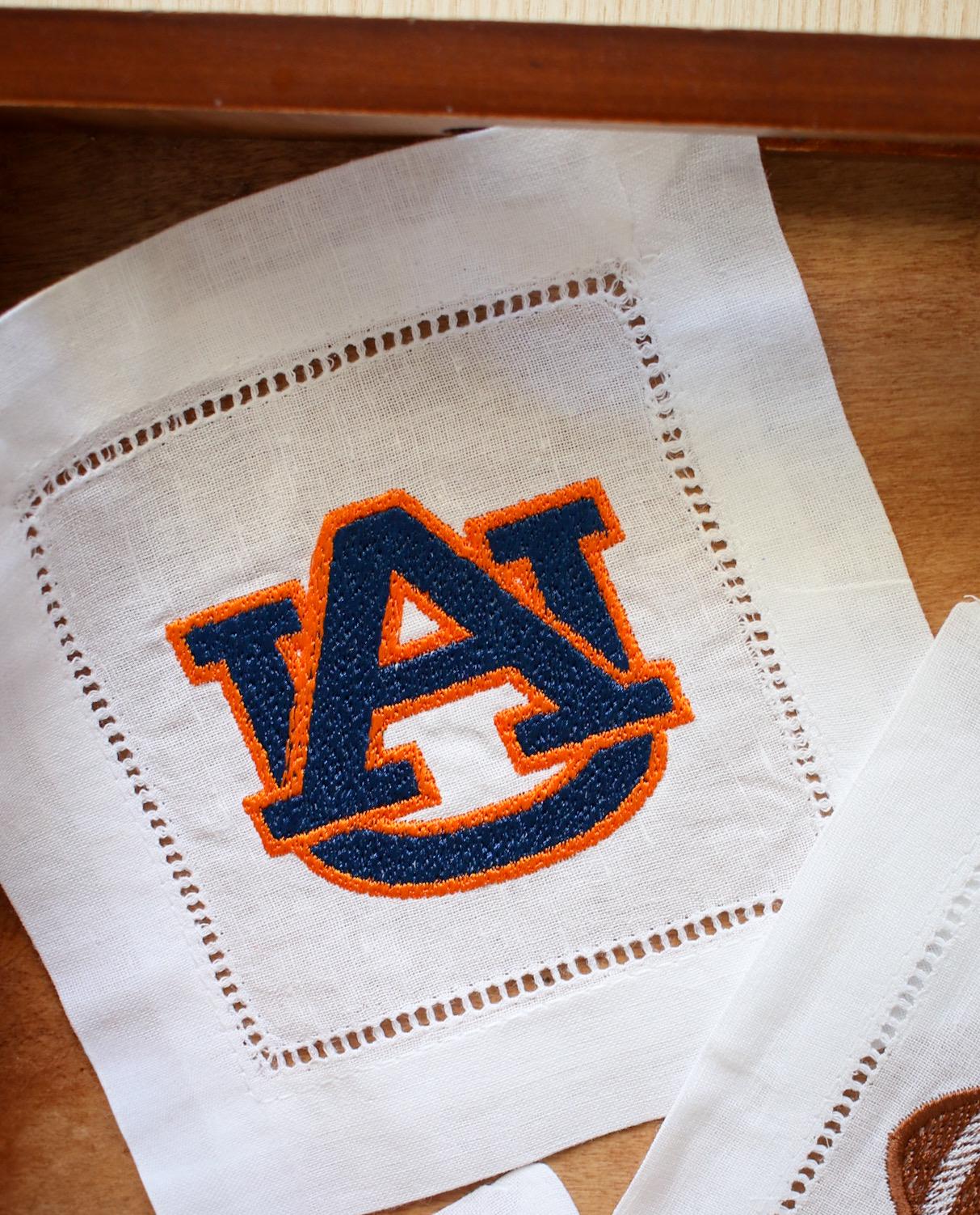 College Football Embroidered Cocktail Napkins | College Football Gifts | Gifts for Home | Hostess Gifts