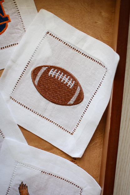 College Football Embroidered Cocktail Napkins | College Football Gifts | Gifts for Home | Hostess Gifts
