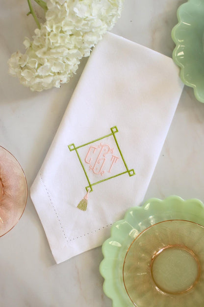 Embroidered Dinner Napkin | Grandmillenial Home | Hostess Gifts | Housewarming Gifts | Tablescape Decoration