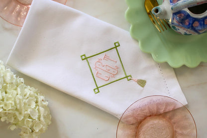 Embroidered Dinner Napkin | Grandmillenial Home | Hostess Gifts | Housewarming Gifts | Tablescape Decoration