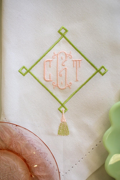 Embroidered Dinner Napkin | Grandmillenial Home | Hostess Gifts | Housewarming Gifts | Tablescape Decoration