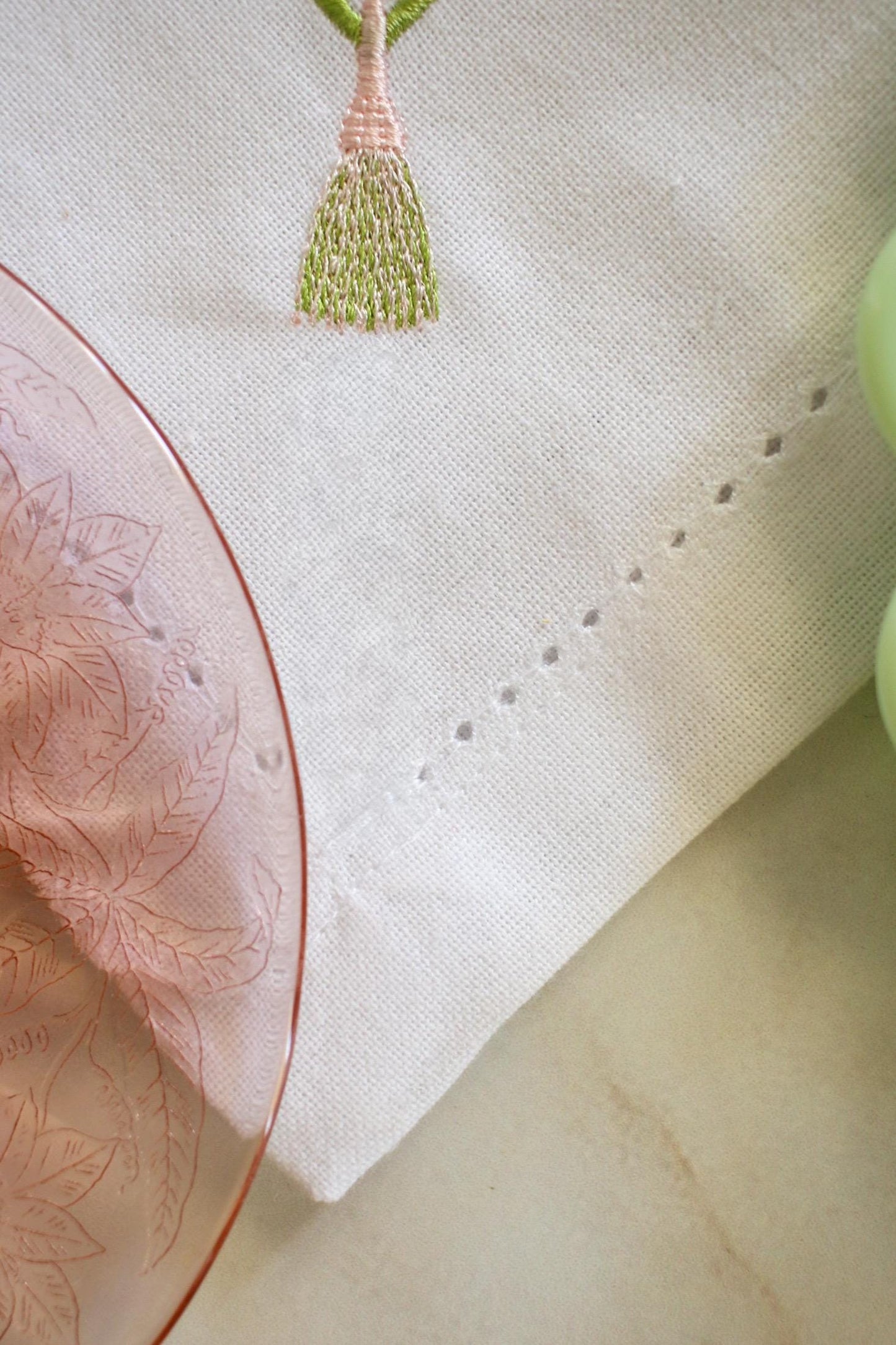Embroidered Dinner Napkin | Grandmillenial Home | Hostess Gifts | Housewarming Gifts | Tablescape Decoration