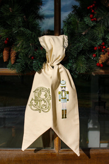Embroidered Christmas Wreath Sash | Nutcracker Wreath Sash | Christmas Home Gifts | Grandmillenial Home Decorations