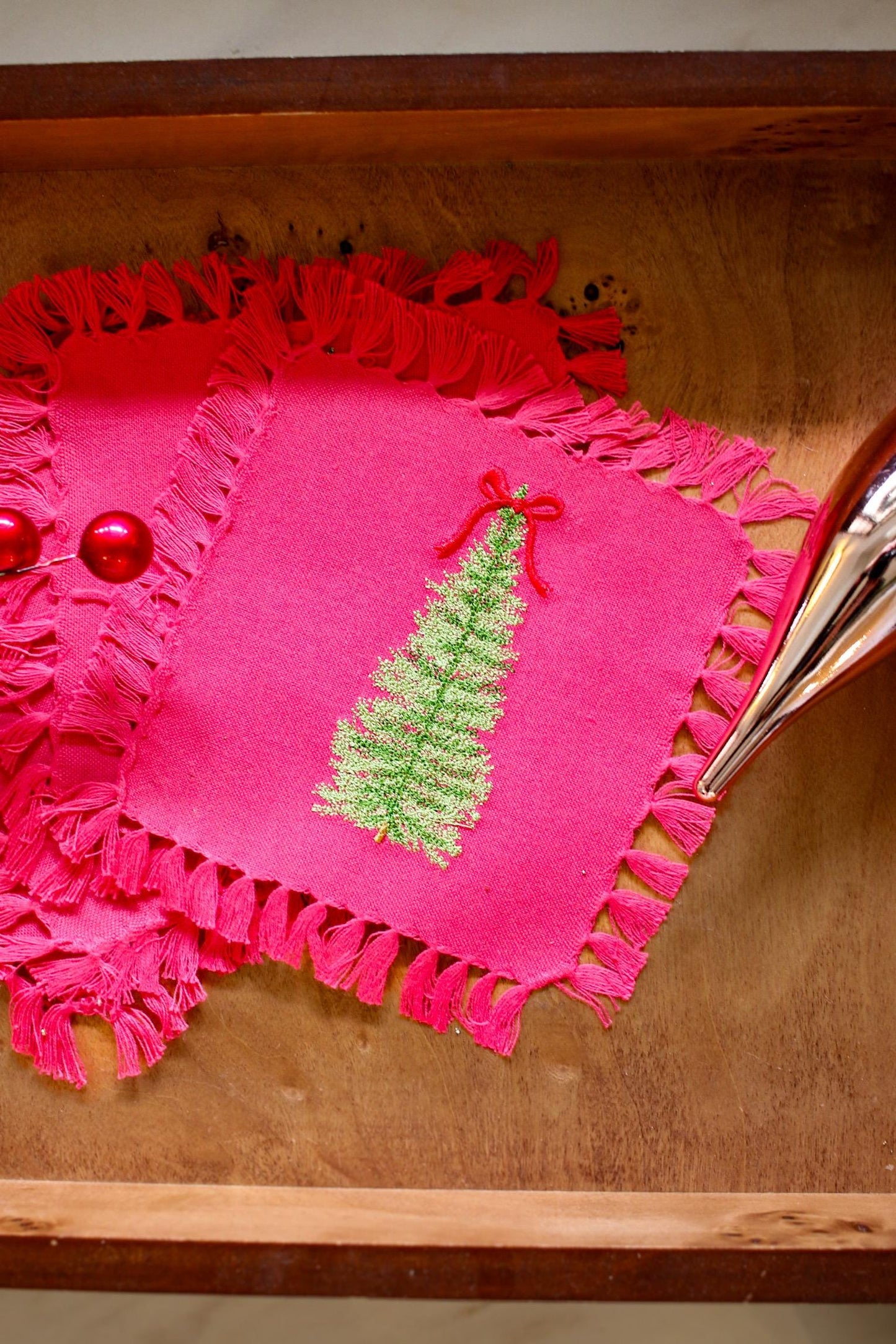 Holiday Embroidered Cocktail Napkins | Hostess Gifts | Gifts for Her | Grandmillenial Gifts | Funny Cocktail Napkins