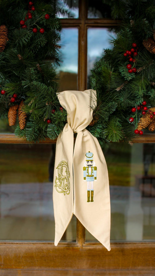 Embroidered Christmas Wreath Sash | Nutcracker Wreath Sash | Christmas Home Gifts | Grandmillenial Home Decorations