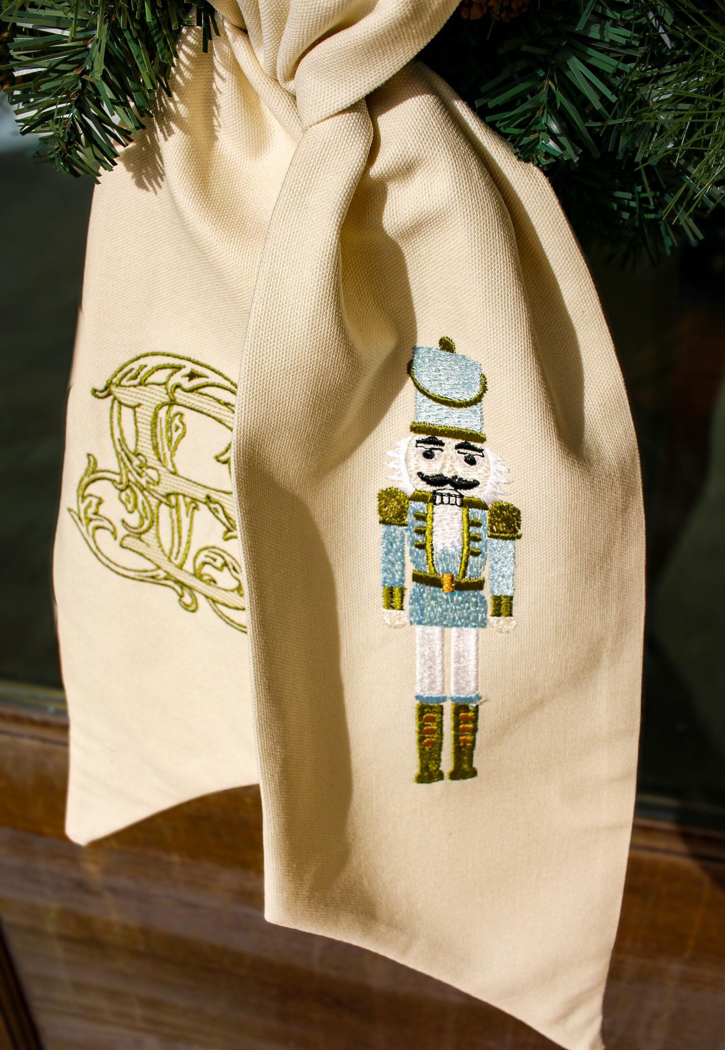 Embroidered Christmas Wreath Sash | Nutcracker Wreath Sash | Christmas Home Gifts | Grandmillenial Home Decorations