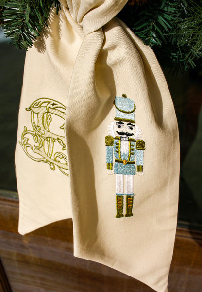 Embroidered Christmas Wreath Sash | Nutcracker Wreath Sash | Christmas Home Gifts | Grandmillenial Home Decorations