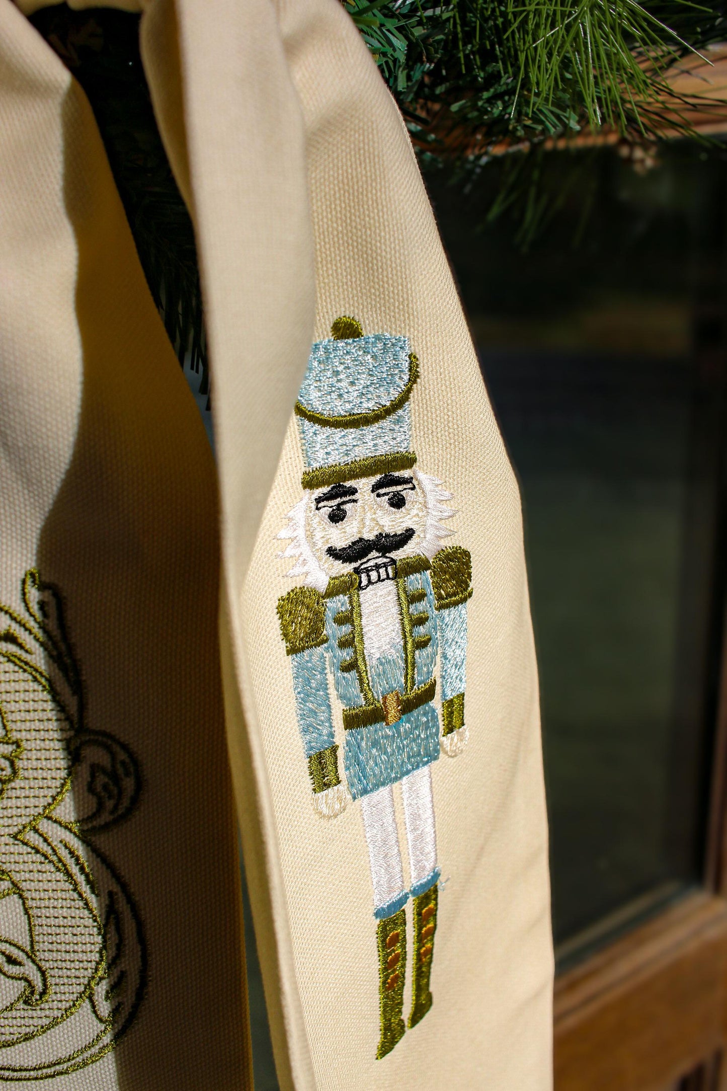 Embroidered Christmas Wreath Sash | Nutcracker Wreath Sash | Christmas Home Gifts | Grandmillenial Home Decorations