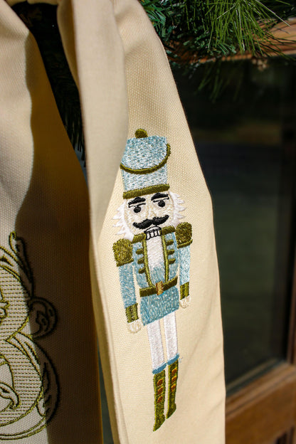 Embroidered Christmas Wreath Sash | Nutcracker Wreath Sash | Christmas Home Gifts | Grandmillenial Home Decorations
