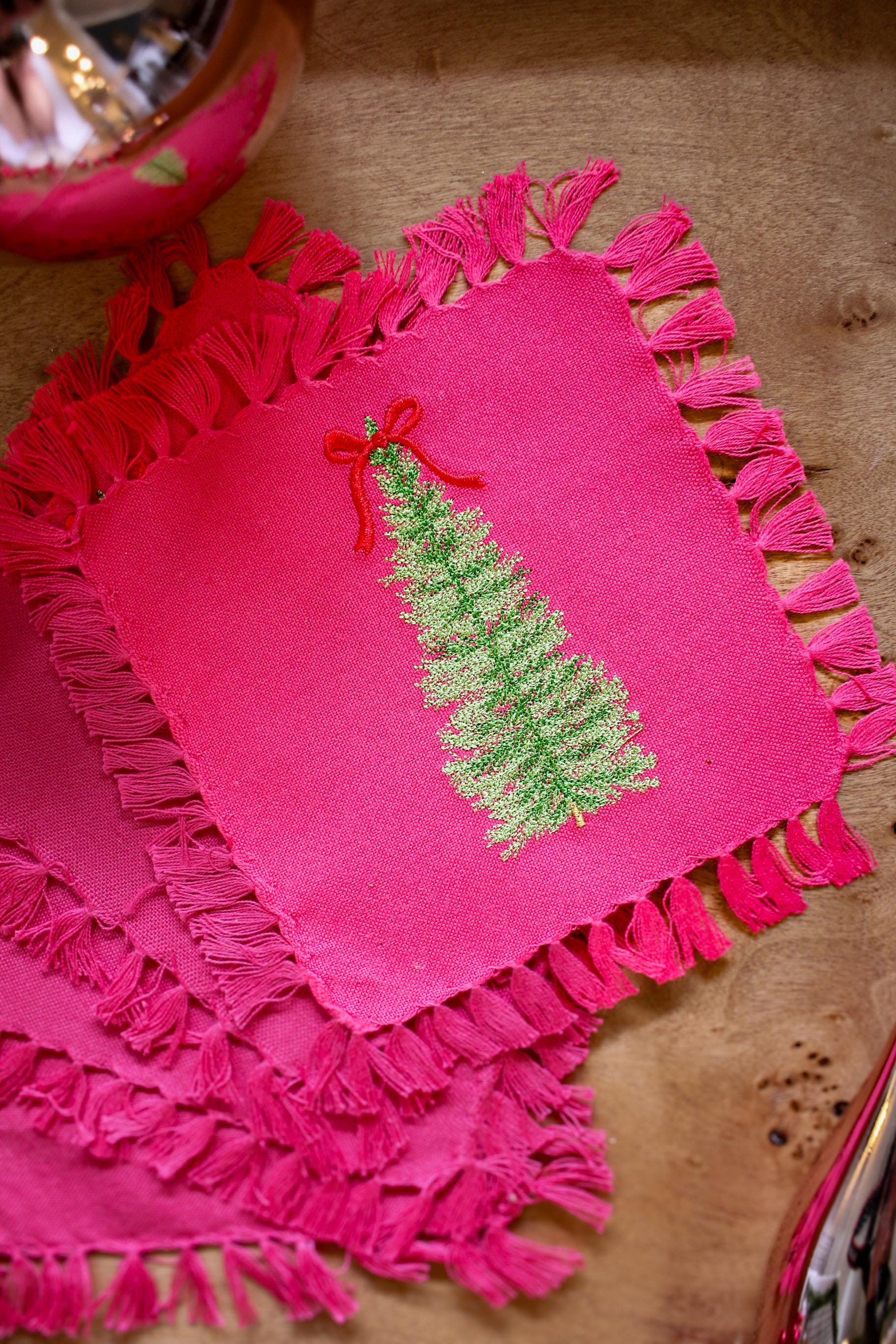 Holiday Embroidered Cocktail Napkins | Hostess Gifts | Gifts for Her | Grandmillenial Gifts | Funny Cocktail Napkins