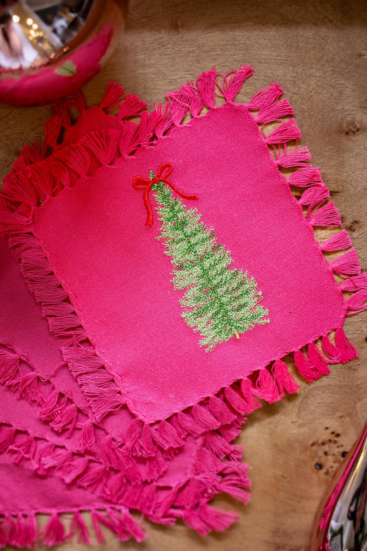 Holiday Embroidered Cocktail Napkins | Hostess Gifts | Gifts for Her | Grandmillenial Gifts | Funny Cocktail Napkins