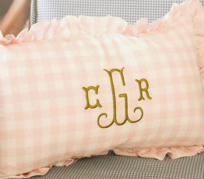 Custom Embroidered Pillow Cover – 12”x20” Gingham Pillow Cover with Embroidery - Wedding Gift | Home Gift | Personalized Gift