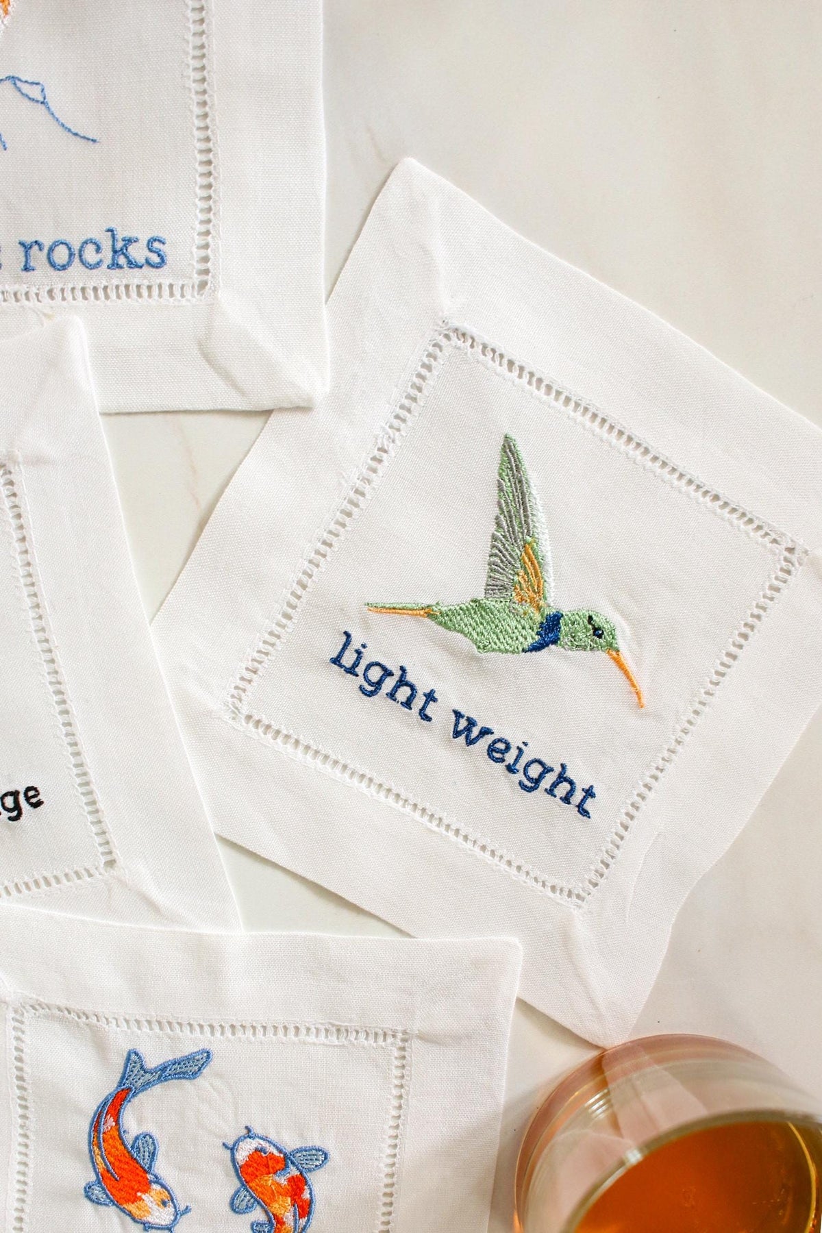 Embroidered Linen Cocktail Napkins - Set of 6 | Irreverent Bar Cart Decor | Bourbon Gift for Host | Bar Cart Decor | Grandmillenial Home