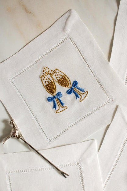 Set of 4 Custom Embroidered Cocktail Napkins | Wedding Monogram Napkins | Engagement Gift | Bridal Shower Gift