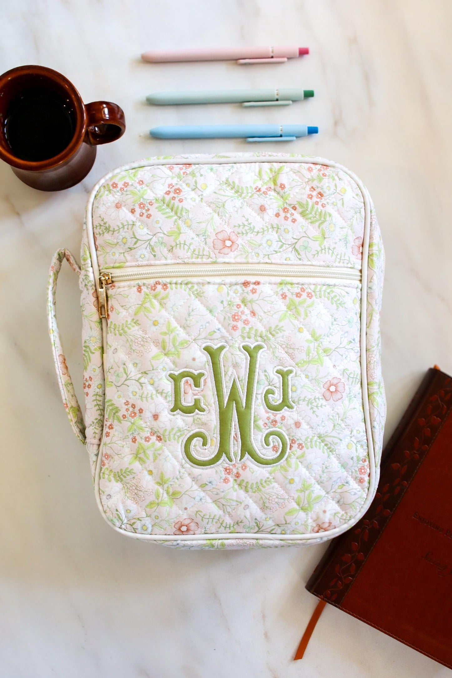 Personalized Appliqué Bible Cover | Monogrammed Quilted Bible Case with Zipper | Custom Bible Cover | Grandmillenial Gift