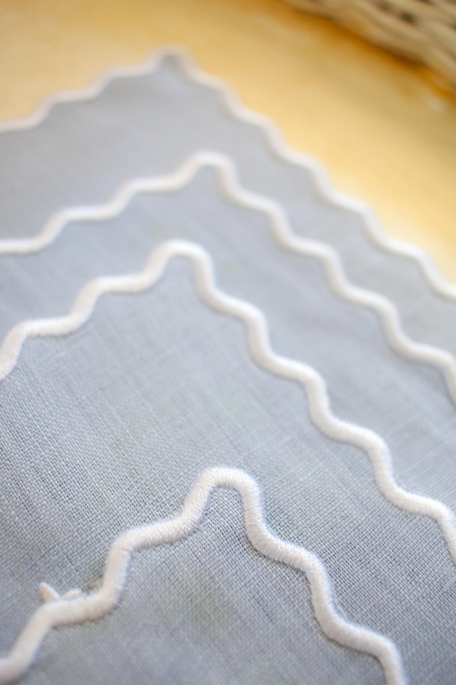 Personalized Linen Cocktail Napkins – Set of 4 | Scalloped Edge | Custom Floral Monogram | Hostess Gifts | Grandmillenial Home