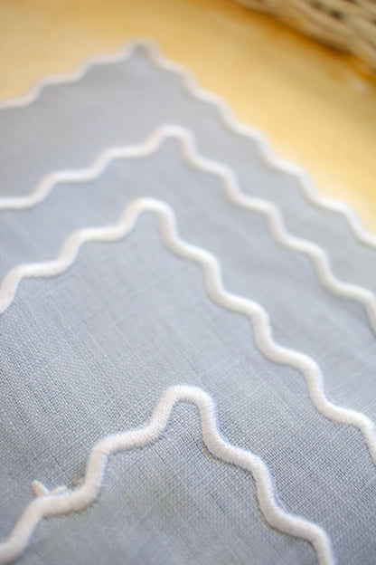 Personalized Linen Cocktail Napkins – Set of 4 | Scalloped Edge | Custom Floral Monogram | Hostess Gifts | Grandmillenial Home