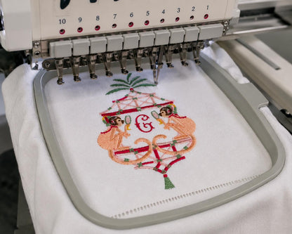 Personalized Chinoiserie Monkey Hand Towel | Custom Linen Guest Towel | Pagoda Bathroom Towel | Grandmillennial Decor