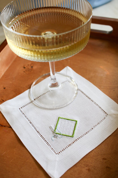 Needlepoint Themed Cocktail Napkins | Embroidered Linen Cocktail Napkins | Stitcher Gift, Needlepoint Gift | Hostess Gift | Set of 4