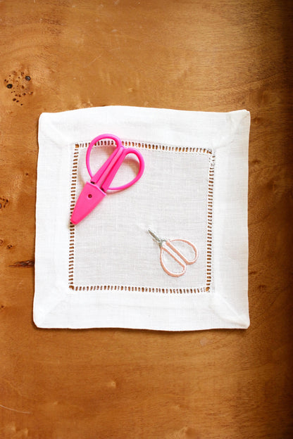 Needlepoint Themed Cocktail Napkins | Embroidered Linen Cocktail Napkins | Stitcher Gift, Needlepoint Gift | Hostess Gift | Set of 4