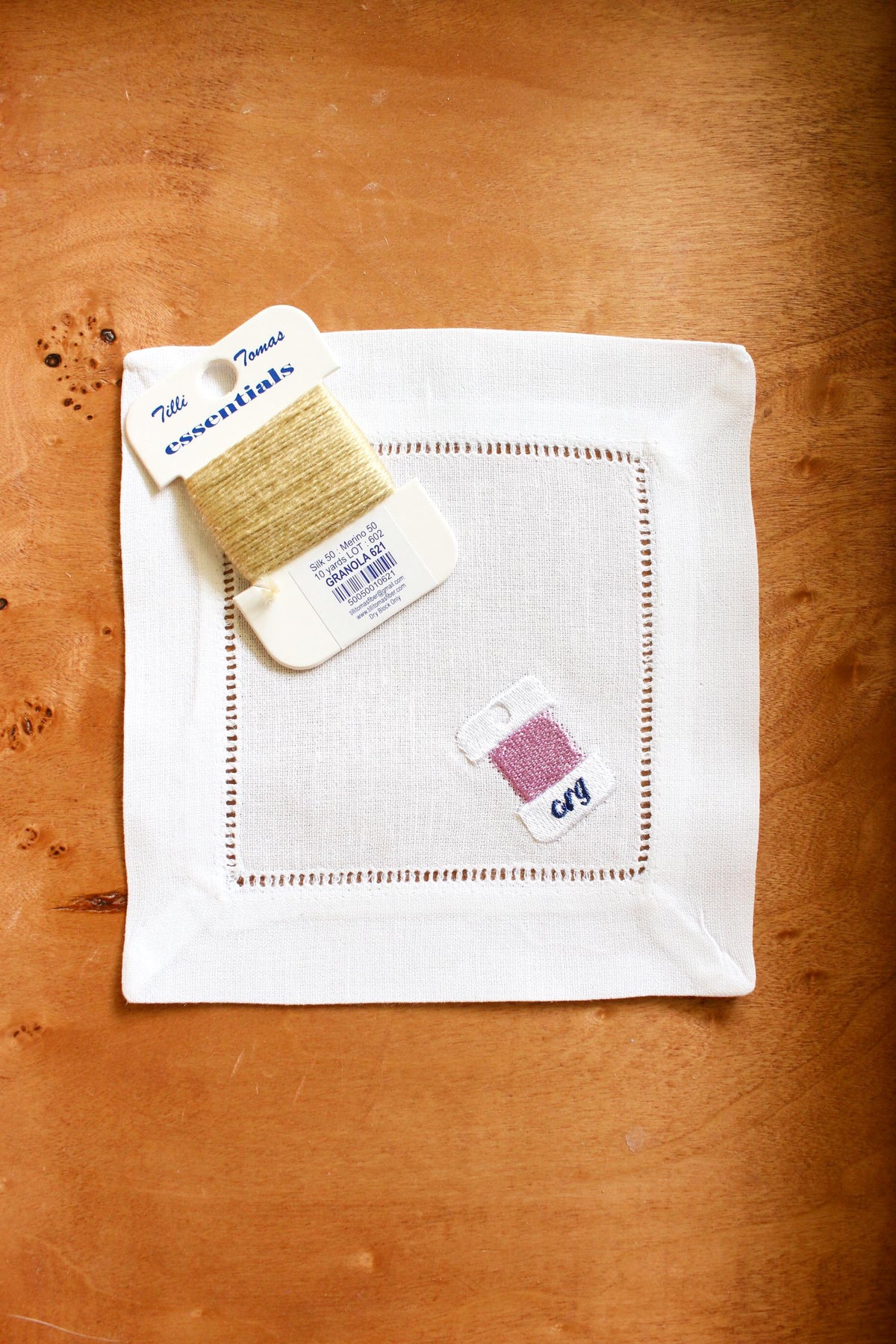 Needlepoint Themed Cocktail Napkins | Embroidered Linen Cocktail Napkins | Stitcher Gift, Needlepoint Gift | Hostess Gift | Set of 4