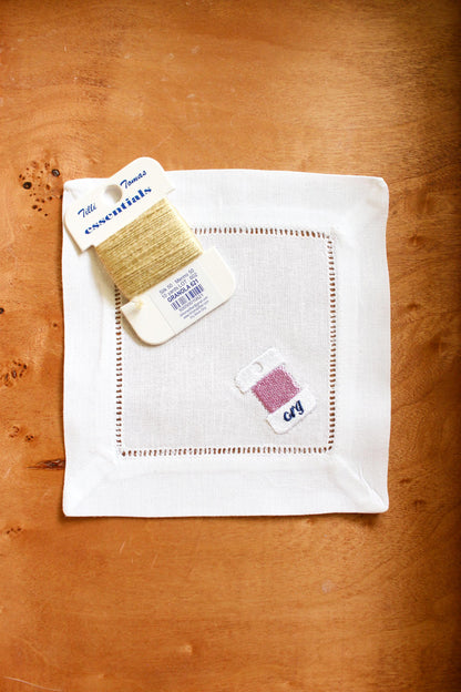 Needlepoint Themed Cocktail Napkins | Embroidered Linen Cocktail Napkins | Stitcher Gift, Needlepoint Gift | Hostess Gift | Set of 4
