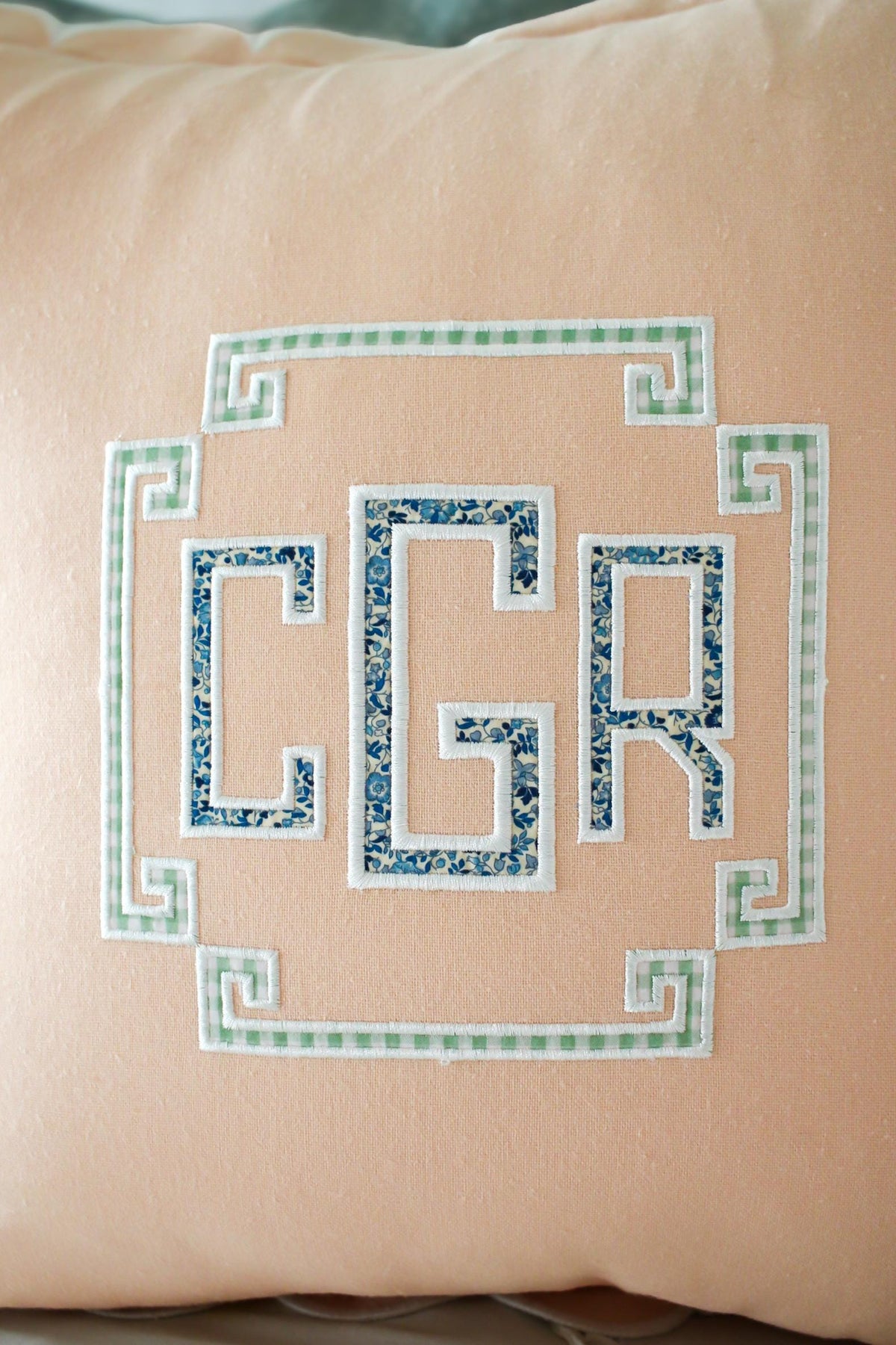 Personalized Scalloped Pillow Cover | Custom Monogrammed Throw Pillow | Appliqué Pillow | 20x20 Decorative Pillow