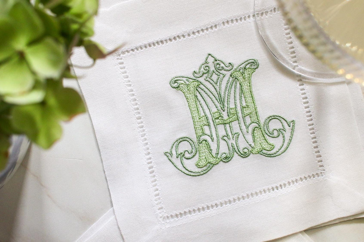 Custom Monogramed Embroidered Cocktail Napkins | Set of 4 | Hostess Gifts | Wedding Gifts | Housewarming Gifts | Hostess Gifts