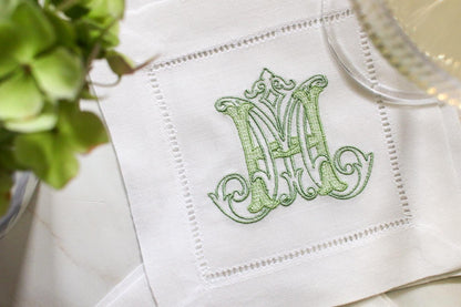 Custom Monogramed Embroidered Cocktail Napkins | Set of 4 | Hostess Gifts | Wedding Gifts | Housewarming Gifts | Hostess Gifts