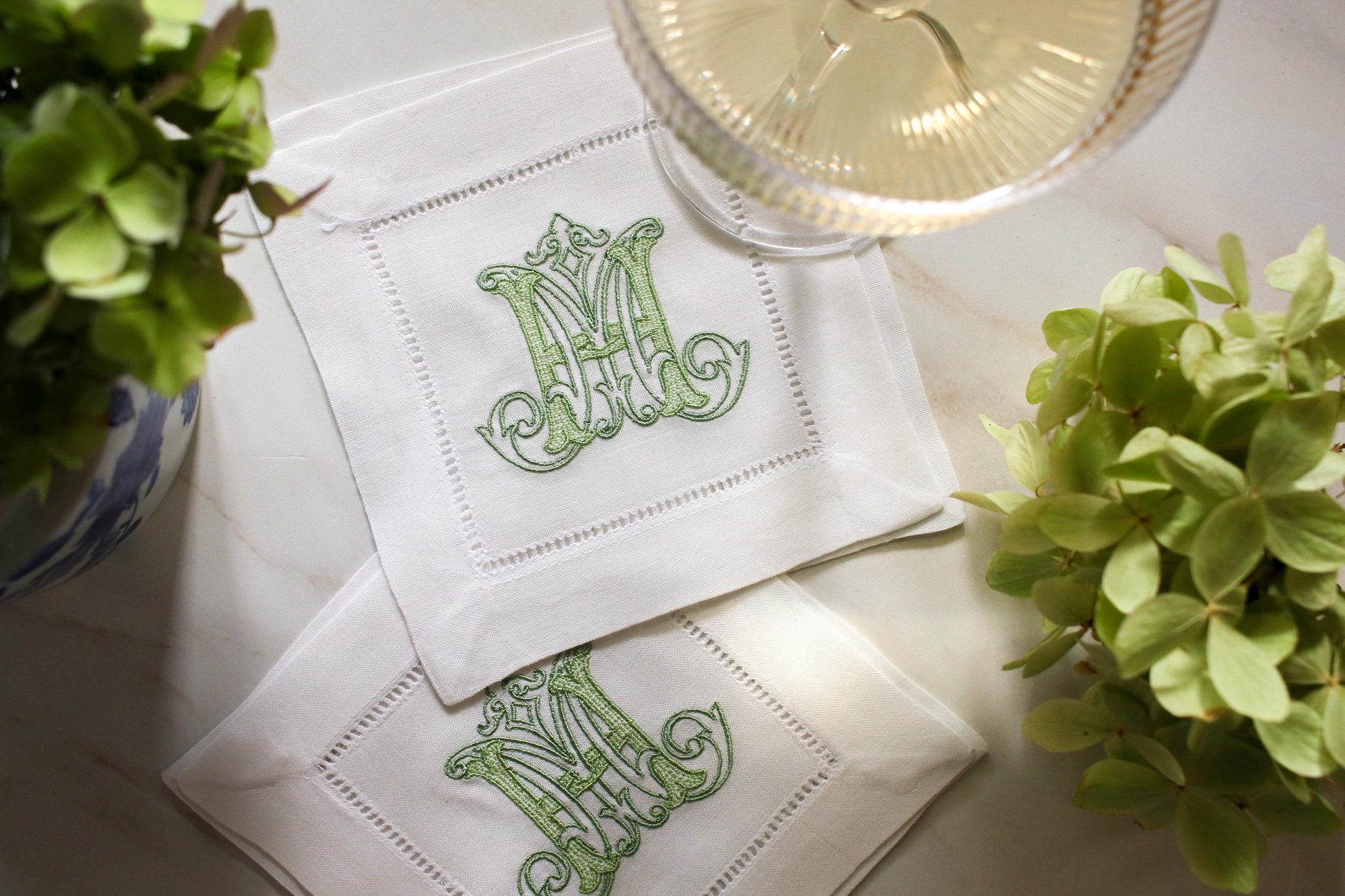 Custom Monogramed Embroidered Cocktail Napkins | Set of 4 | Hostess Gifts | Wedding Gifts | Housewarming Gifts | Hostess Gifts