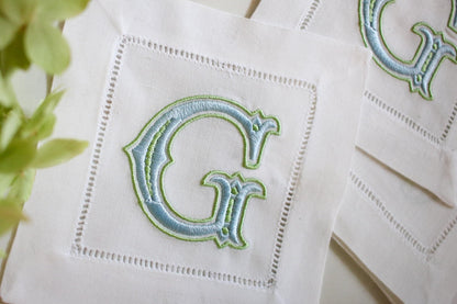 Custom Initial Embroidered Cocktail Napkins | Hostess Gifts | Chinoiserie Gifts | Wedding Gifts | Housewarming Gifts | Hostess Gifts