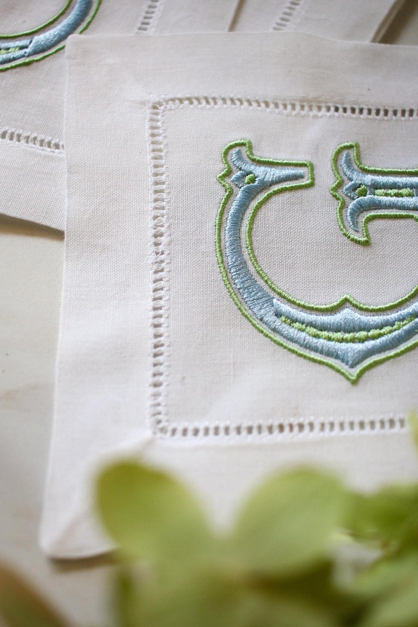 Custom Initial Embroidered Cocktail Napkins | Hostess Gifts | Chinoiserie Gifts | Wedding Gifts | Housewarming Gifts | Hostess Gifts