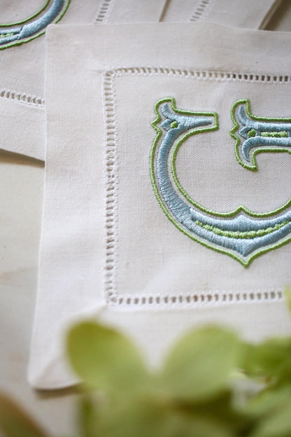 Custom Initial Embroidered Cocktail Napkins | Hostess Gifts | Chinoiserie Gifts | Wedding Gifts | Housewarming Gifts | Hostess Gifts