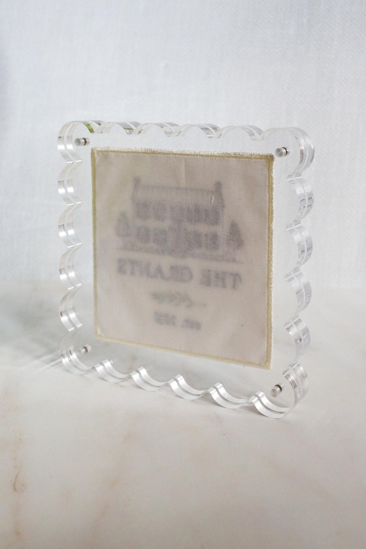 Custom House Portrait | Personalized Embroidered Home Portrait in Scalloped Lucite Frame | Housewarming Gift | Realtor Gift
