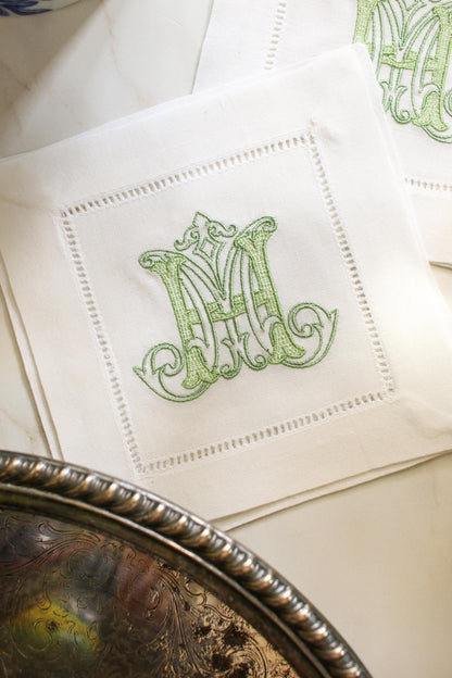 Custom Monogramed Embroidered Cocktail Napkins | Set of 4 | Hostess Gifts | Wedding Gifts | Housewarming Gifts | Hostess Gifts