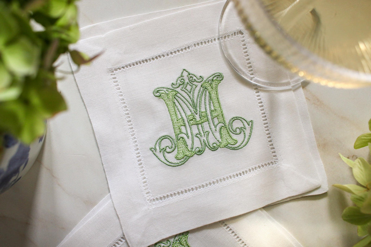 Custom Monogramed Embroidered Cocktail Napkins | Set of 4 | Hostess Gifts | Wedding Gifts | Housewarming Gifts | Hostess Gifts