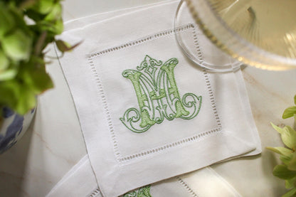 Custom Monogramed Embroidered Cocktail Napkins | Set of 4 | Hostess Gifts | Wedding Gifts | Housewarming Gifts | Hostess Gifts