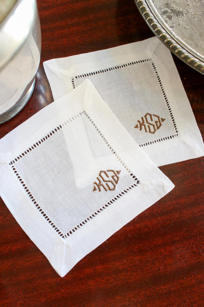 Personalized Monogrammed Embroidered Cocktail Napkins | Set of 4 | Hostess Gifts | Chinoiserie Gifts | Wedding Gifts | Housewarming Gifts