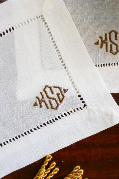 Personalized Monogrammed Embroidered Cocktail Napkins | Set of 4 | Hostess Gifts | Chinoiserie Gifts | Wedding Gifts | Housewarming Gifts