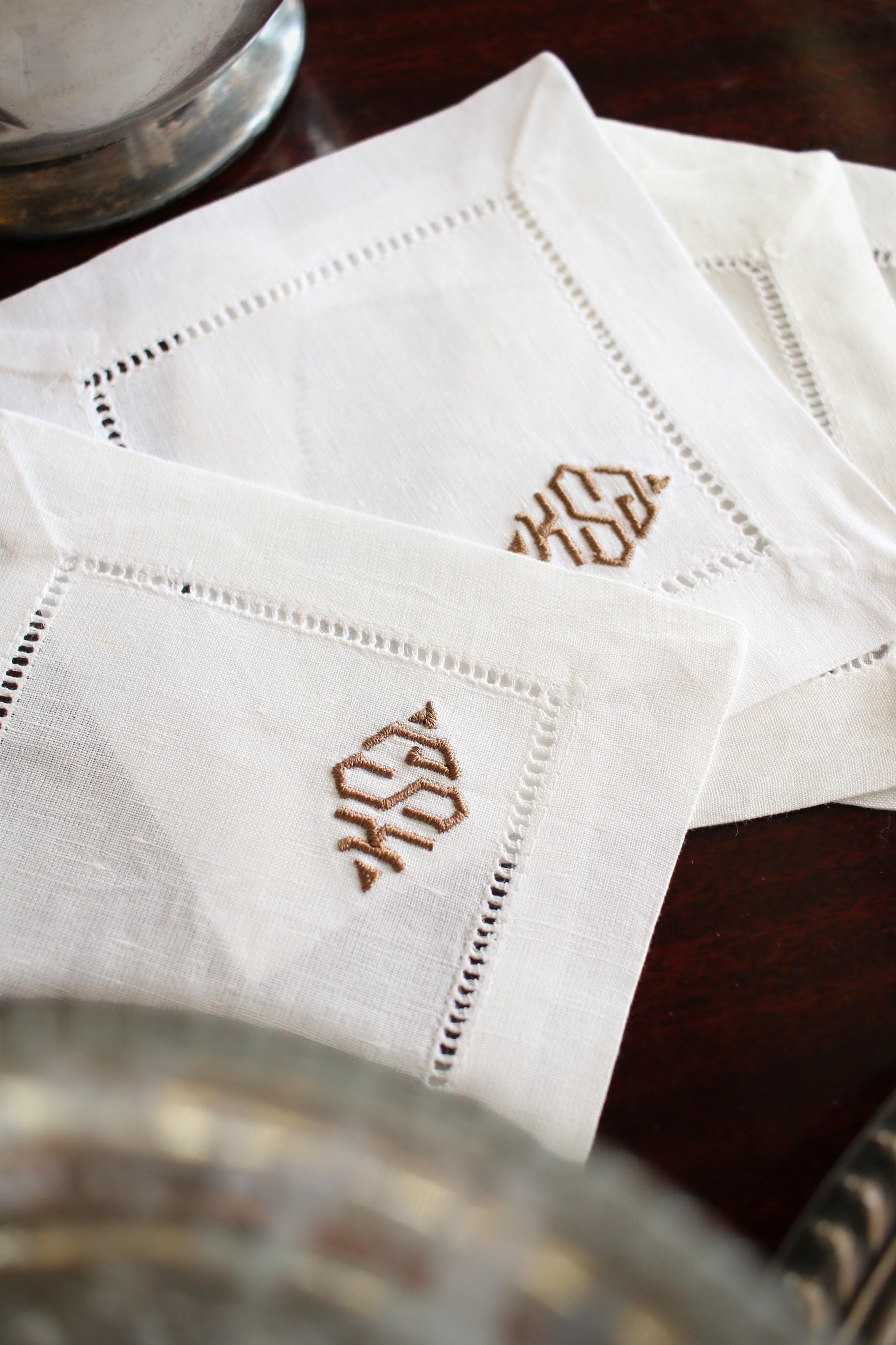 Personalized Monogrammed Embroidered Cocktail Napkins | Set of 4 | Hostess Gifts | Chinoiserie Gifts | Wedding Gifts | Housewarming Gifts