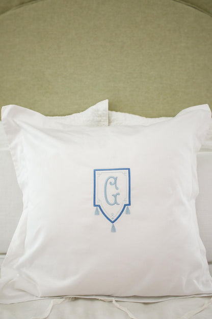 Personalized Monogrammed Euro Sham | 26x26 Embroidered Euro Pillow Sham | Custom Initial Bedding | 100% Cotton Pillow Cover