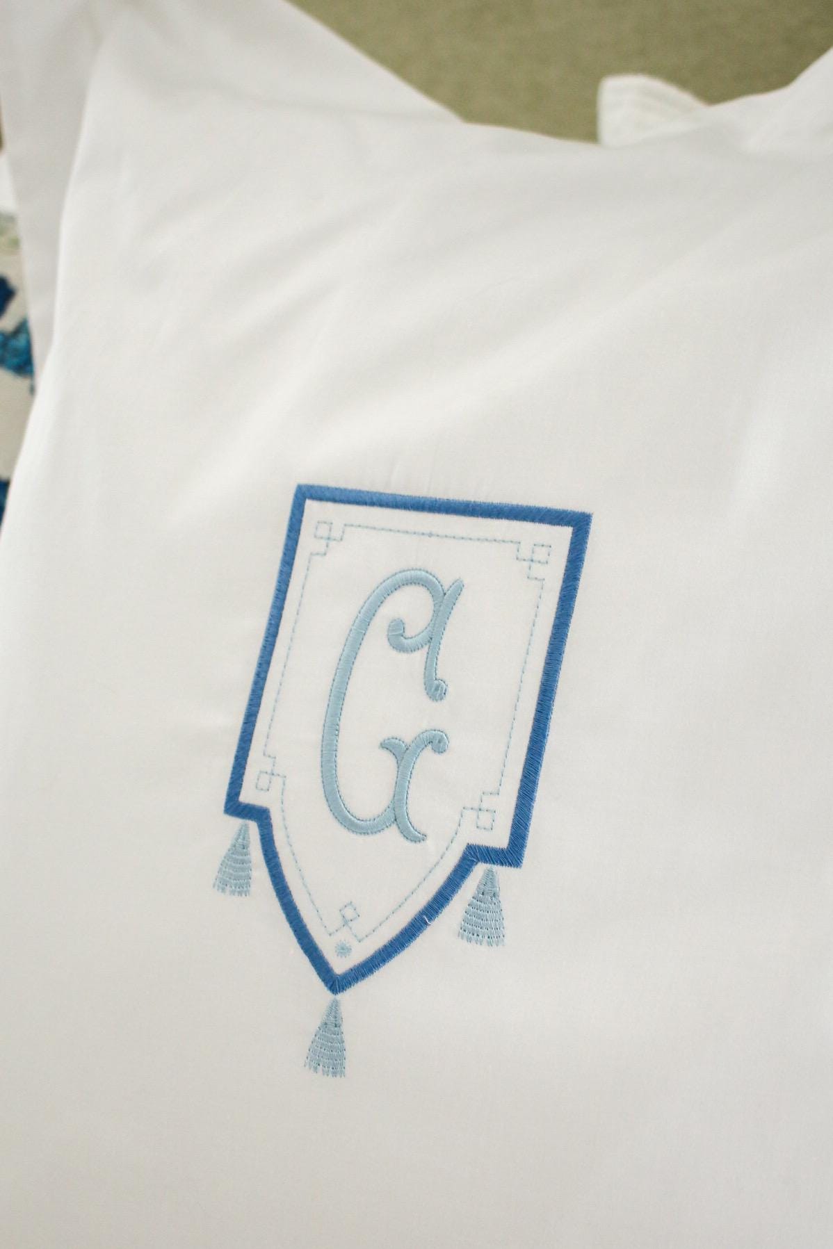 Personalized Monogrammed Euro Sham | 26x26 Embroidered Euro Pillow Sham | Custom Initial Bedding | 100% Cotton Pillow Cover
