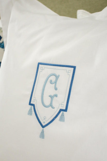 Personalized Monogrammed Euro Sham | 26x26 Embroidered Euro Pillow Sham | Custom Initial Bedding | 100% Cotton Pillow Cover