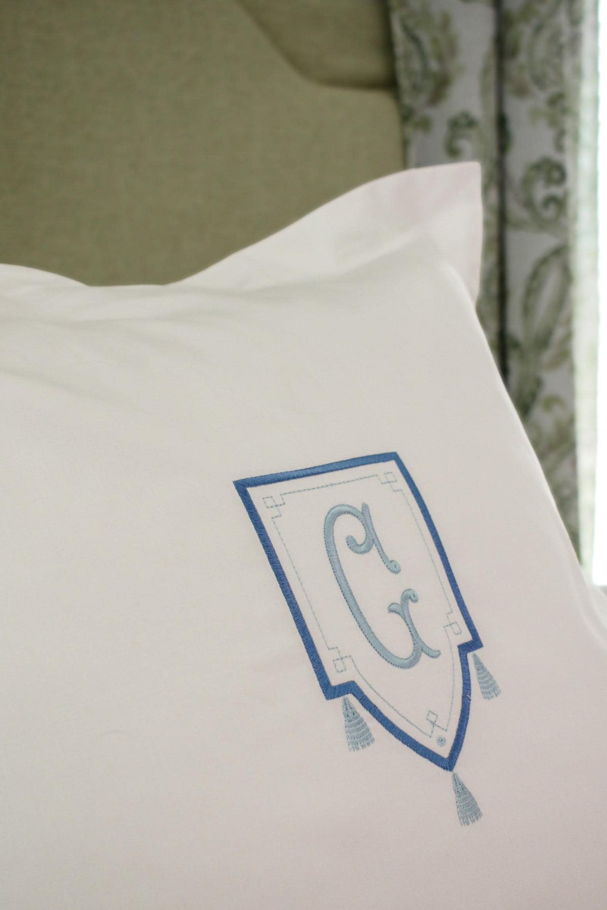 Personalized Monogrammed Euro Sham | 26x26 Embroidered Euro Pillow Sham | Custom Initial Bedding | 100% Cotton Pillow Cover